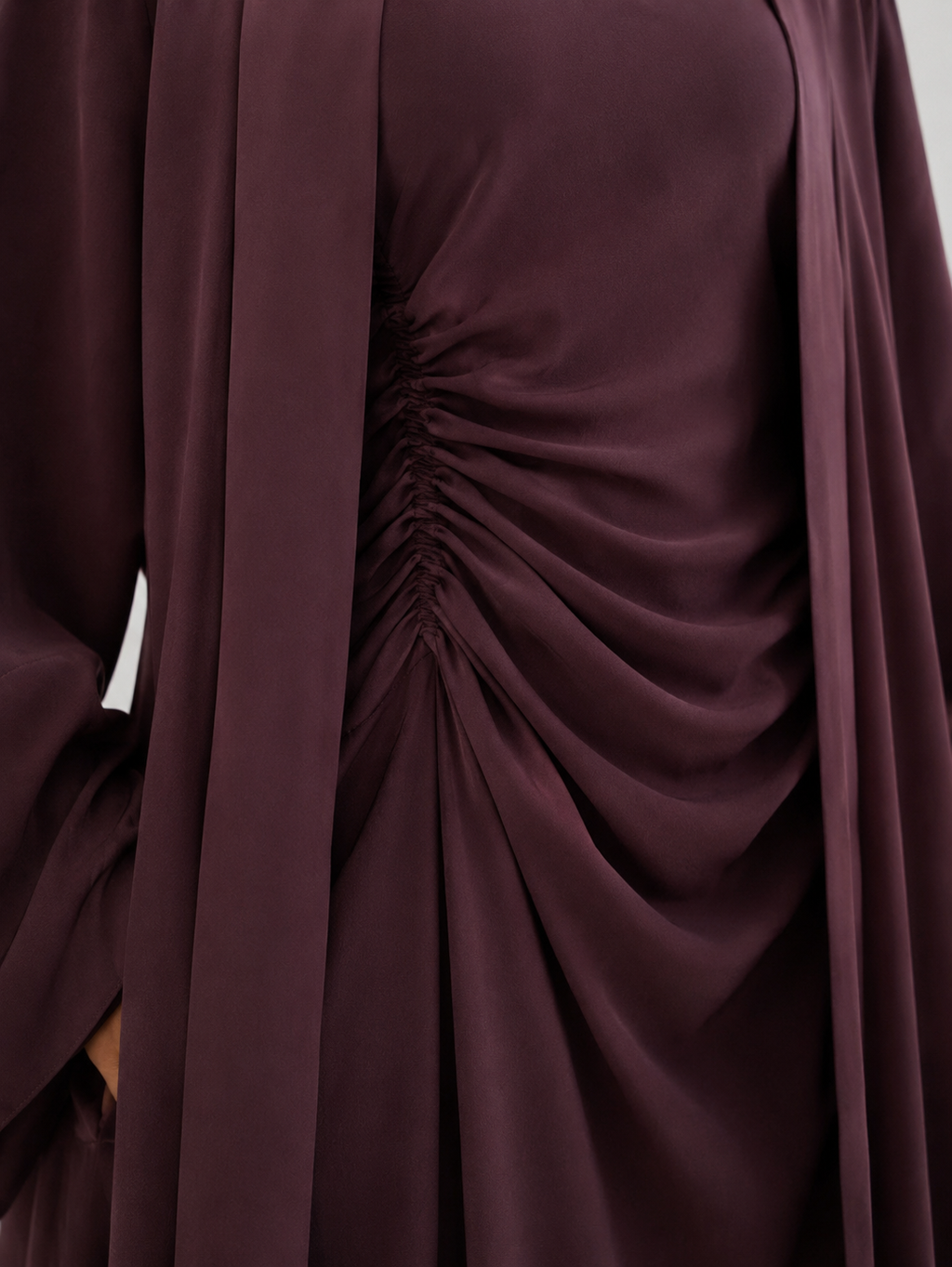 İç Elbisesi Büzgü Detaylı Kimono Takım Mürdüm
