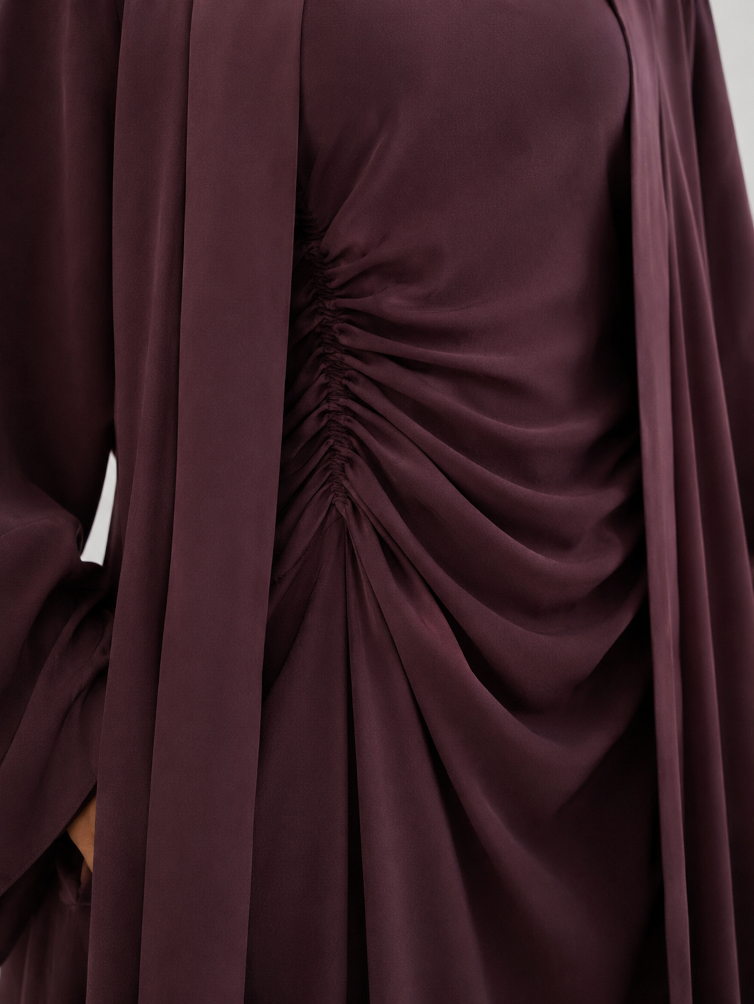 İç Elbisesi Büzgü Detaylı Kimono Takım Mürdüm