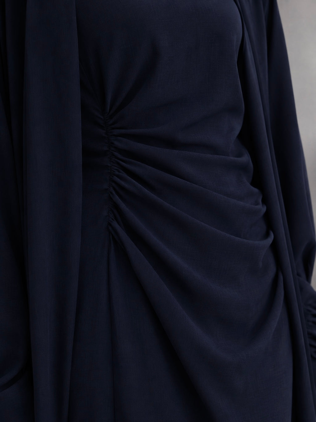 İç Elbisesi Büzgü Detaylı Kimono Takımı Lacivert
