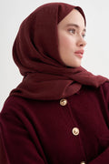 Monogram Desen Liora Pamuk Şal Bordo