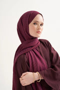 Luxe Desen Liora Pamuk Şal Cherry Bordosu