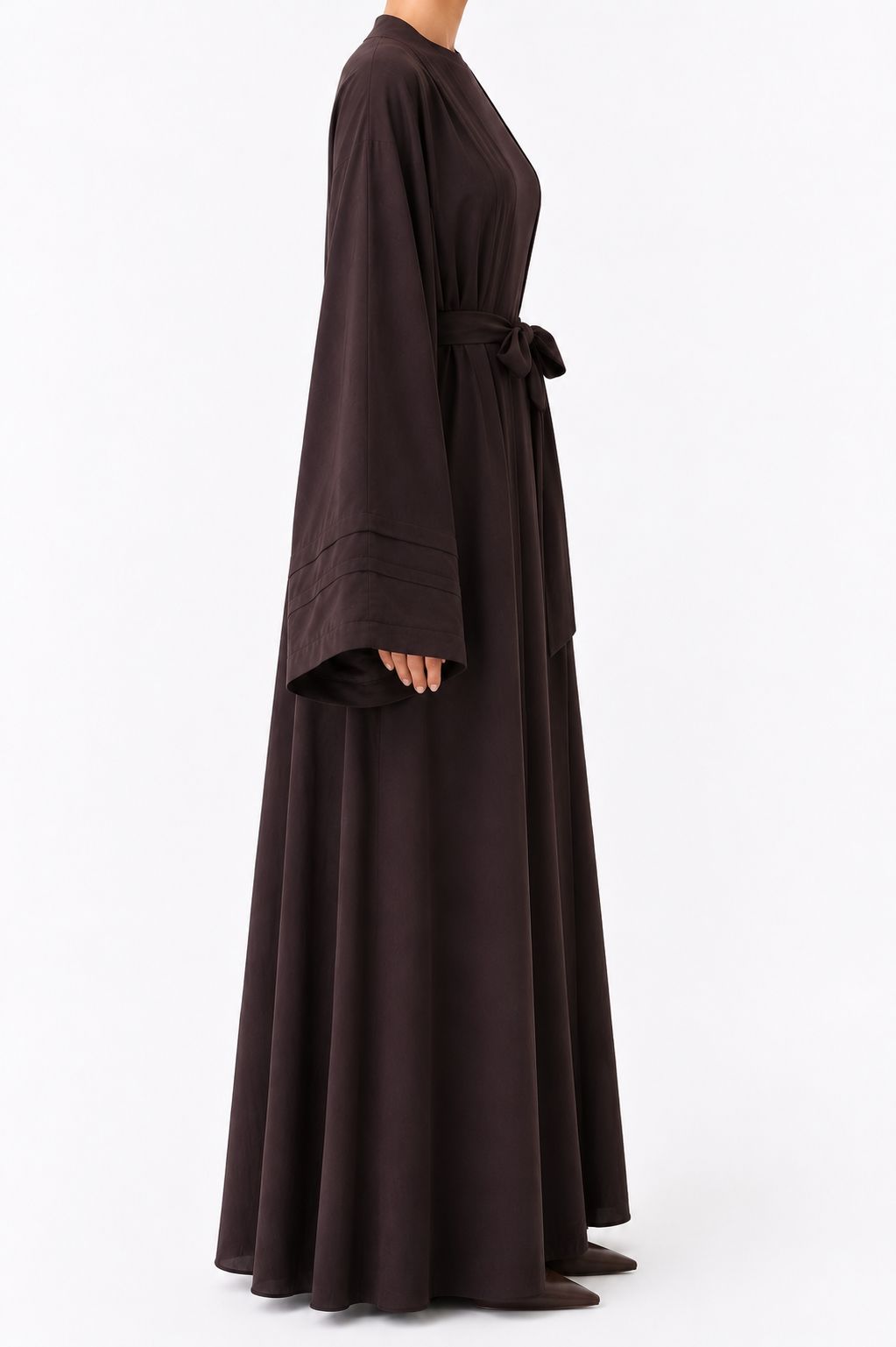 Detaylı Kahverengi Kimono & İç Elbise Takımı