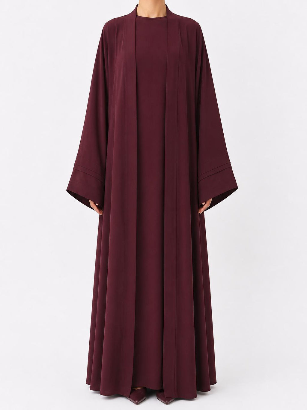 Detaylı Bordo Kimono & İç Elbise Takımı