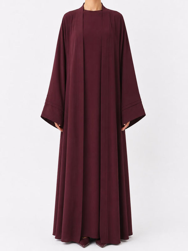 Detaylı Bordo Kimono & İç Elbise Takımı