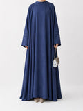 Detaylı Denim Mavi Kimono & İç Elbise Takımı
